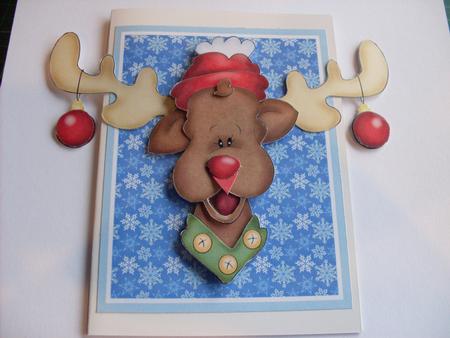 Animated Moveable Decoupage Christmas Reindeer by Keeley Towler