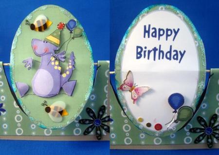 Dragon with Balloons Spinner Card by Keeley Towler