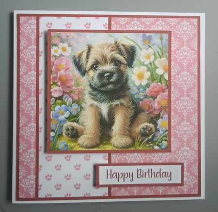 Border Terrier with Flowers by Kelley Blacker