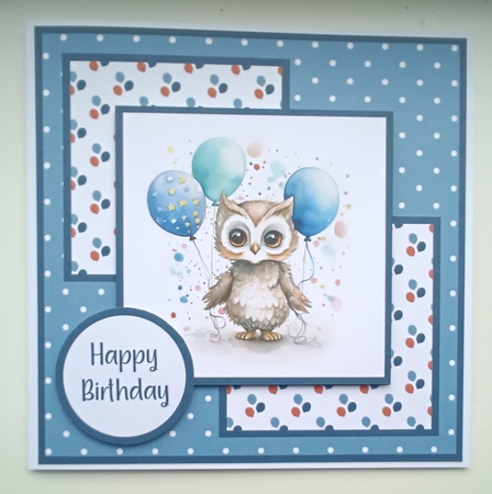 Birthday Owl with Balloons by Kelley Blacker