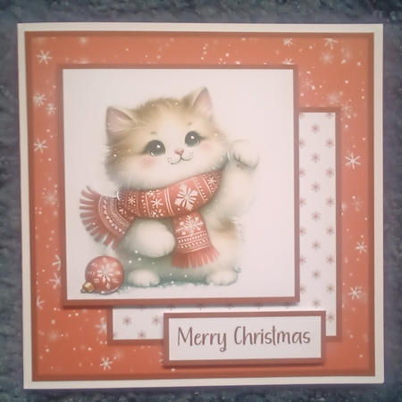 Christmas Kitten with Red Scarf by Kelley Blacker
