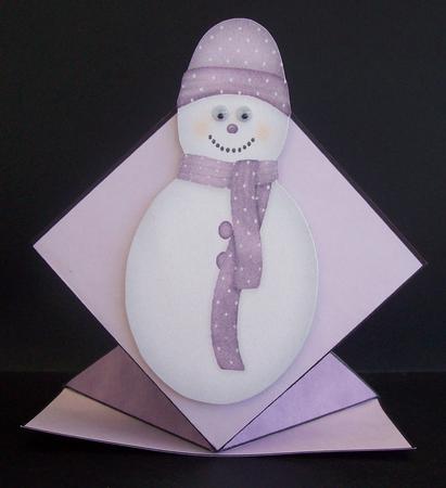 Pastel Lilac Snowman Pop Up Spring Card by Kelly Hannan