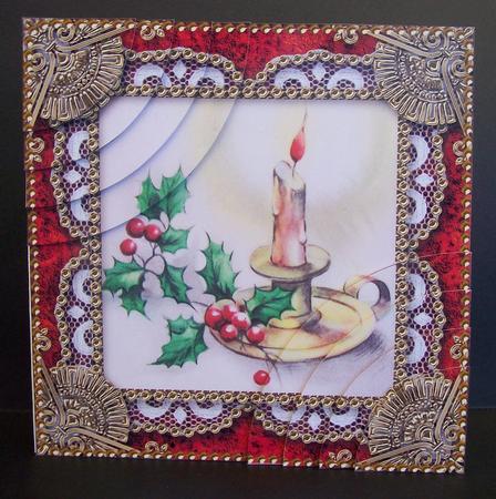 Christmas Candle 2a 6inch Duo Corner Stack Card Front by Kelly Hannan