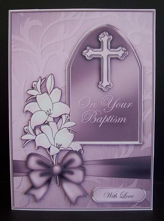 5 x 7 Baptism Metallic Greeting Quick Card 3D Decoupage by Kelly Hannan