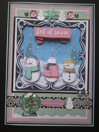 Let It Snow Trio Of Snowmen 8x8 by Kelly Patterson