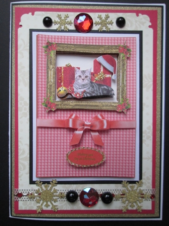 Framed cat and dog A5 Christmas card fronts. by Kelly Patterson