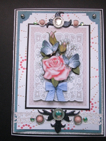 Beautiful flowers on vintage lace background by Kelly Patterson