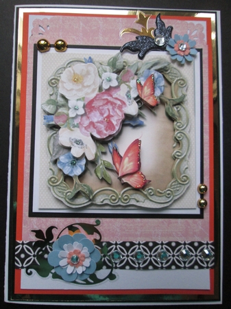 Beautifl Rose Ppeonys  and Butterflys  by Kelly Patterson