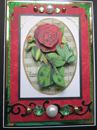 two lovely music toppers with vintage red & white roses by Kelly Patterson