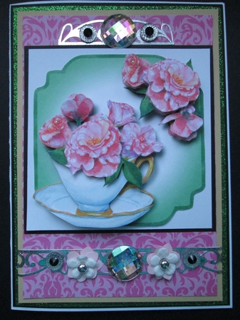 Pink Roses - Teacup & Saucer by Kelly Patterson