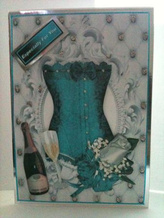 Gorgeous Turquiose Basque with Rose by Kerry Dewsnap
