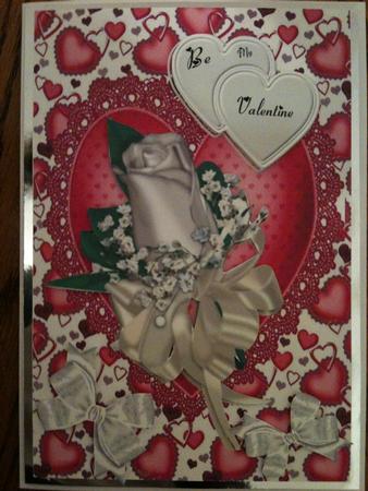 White Rose on Pink Lace Heart by Kerry Dewsnap