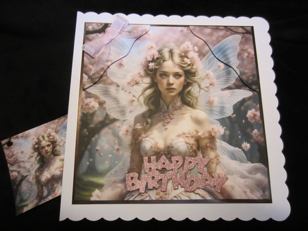 The Pink Fairy 7x7 Card Kit. Matching Box, Gift Bauble,Tag by Kerry Ross