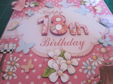 Happy 18th Birthday Butterfly Pink Background 8x8ins Topper by Kerry Ross