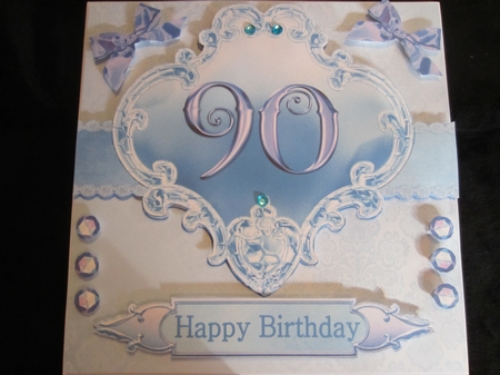 90 birthday blue damask mini kit by Kerry Ross