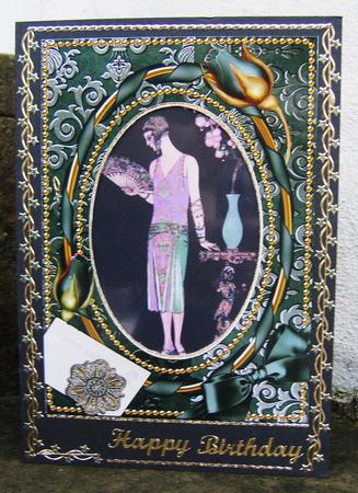 Black Damask Rosebud Plain 7x5in Picture and Shaker Frame by Kerry Sawyers