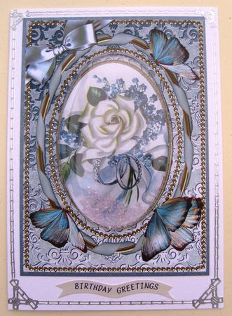 White Roses Butterfly 7x5in Picture and Shaker Frame by Kerry Sawyers