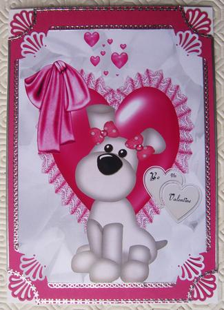 Cute Little Pooch with a Pink Heart A4 Topper by Kerry Sawyers