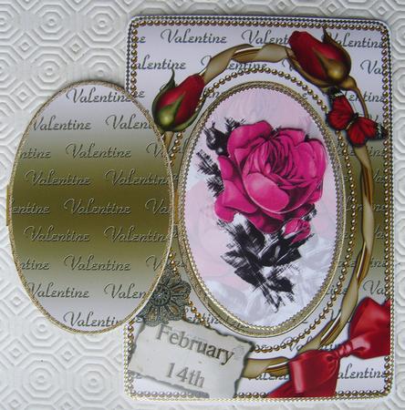 Gold Plain Red Rose Valentine A5 Locket Card Front by Kerry Sawyers