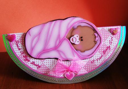 Rock a Bye Baby - Girl Wobble Card by Kerry Sawyers