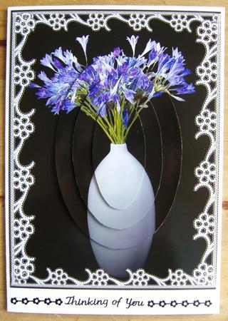 Bluebells in Lace Oval Pyramid - Birthday, Sympathy by Kerry Sawyers
