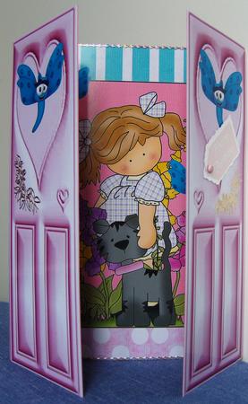 Little Girl with Puppy and Cute Butterflies, Gatefold by Kerry Sawyers