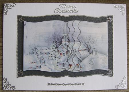 Snow Scene Village Wavy Book Side Stacker by Kerry Sawyers