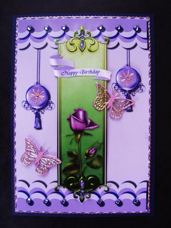Lavender Roses Card Topper by Kerry Sawyers