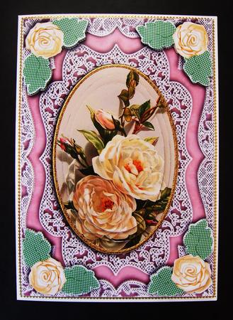 White Rose A5 Lace Card Front Step by Step by Kerry Sawyers