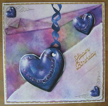 Romantic Hanging Purple Heart on Torn Vellum by Kerry Sawyers
