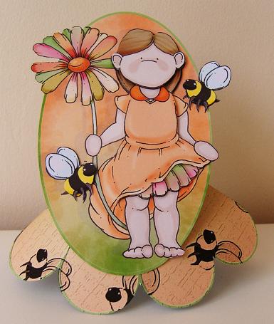 Daisy Bee Doodles Shaped 3D Card by Kerry Sawyers