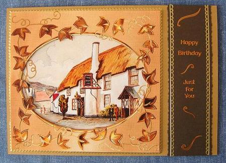The Ship Inn Porlock Somerset Card Frame Sentiments Gift Tag by Kerry Sawyers
