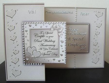 Pearl Wedding Anniversary No-hole Fold Back Card by Kerry Sawyers