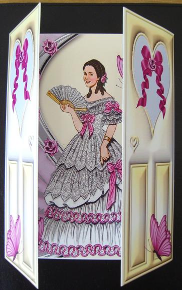 Victorian Lady in Beautiful Pink Ballgown, Gatefold by Kerry Sawyers