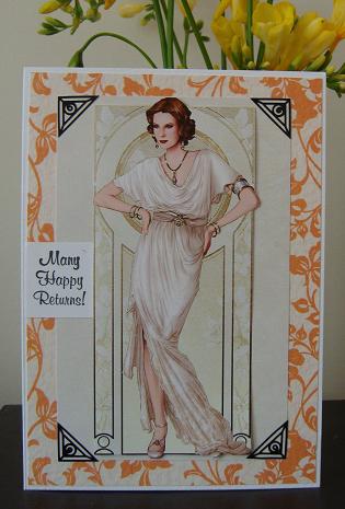 Art Deco Lady Elise (cream) A4 by Kerry Sawyers