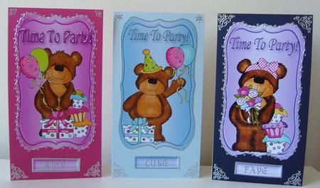 Time to Party Teddy Birthday Cakes/balloons Toppers by Kerry Sawyers