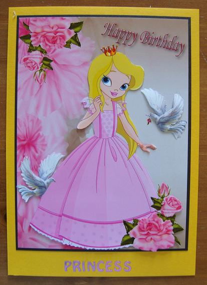 Pretty Princess with Pink Roses, & Doves, A4 by Kerry Sawyers