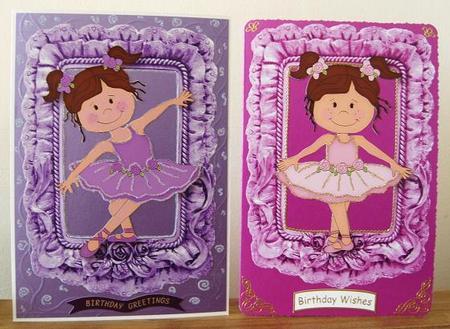 Two Little Ballerina Toppers in Frilly Frames by Kerry Sawyers