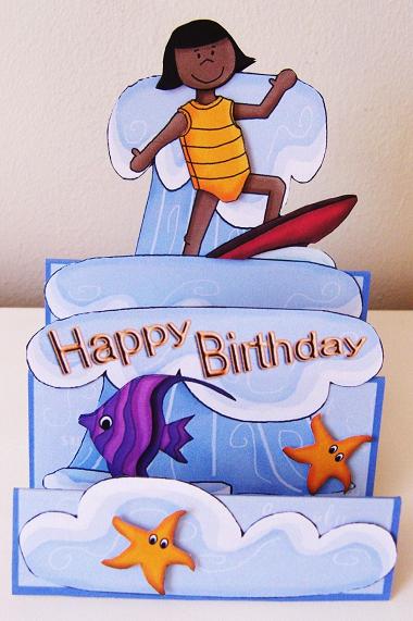 Stair Stepper - surfs Up Birthday Card for Girl - #7 by Kerry Sawyers