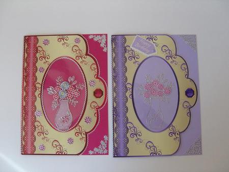 Swirls and Curls Scallop Edge Card Bases - Purple and Red by Kerry Sawyers