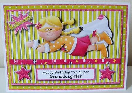 Various Sentiments Supergirl Card Front with Decoupage by Kerry Sawyers