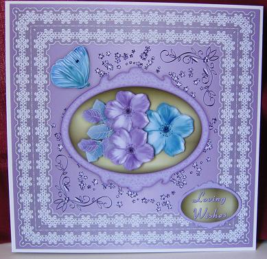 Blissful Blossoms 'n Lace Square Card Front by Kerry Sawyers