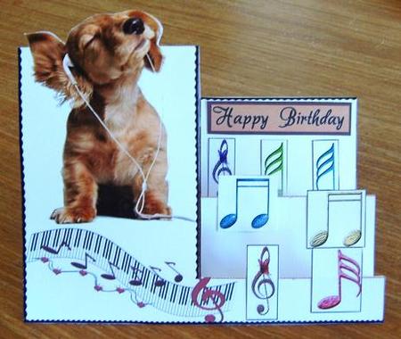 Musical Pup Stepper Card by Kerry Sawyers