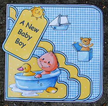 Baby Boy in Bath 6x6 Pocket Tag Card Sheet by Kerry Sawyers