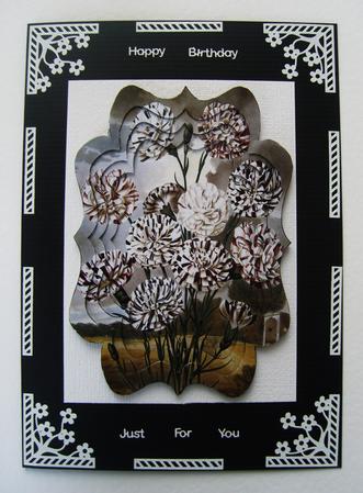 Black and White Carnations Fancy Bracket Tunnel Sheet by Kerry Sawyers
