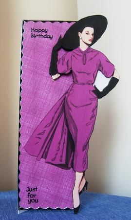 Elegant Lady in Pink Shaped Card by Kerry Sawyers