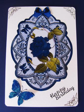Vibrant Blue Rose - Decoupage by Kerry Sawyers
