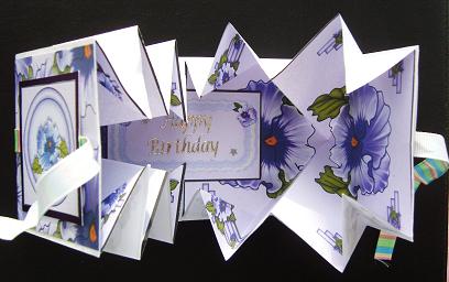 Exploding Card - Purple Pansies by Kerry Sawyers