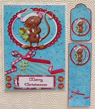 Merry Christmouse with Decoupage, Bookmark & Tag by Kerry Sawyers