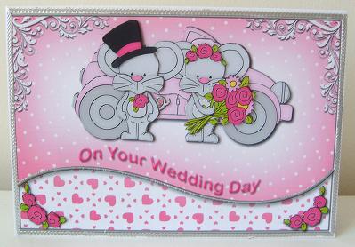 Wedding Mice Decoupage Card Front by Kerry Sawyers